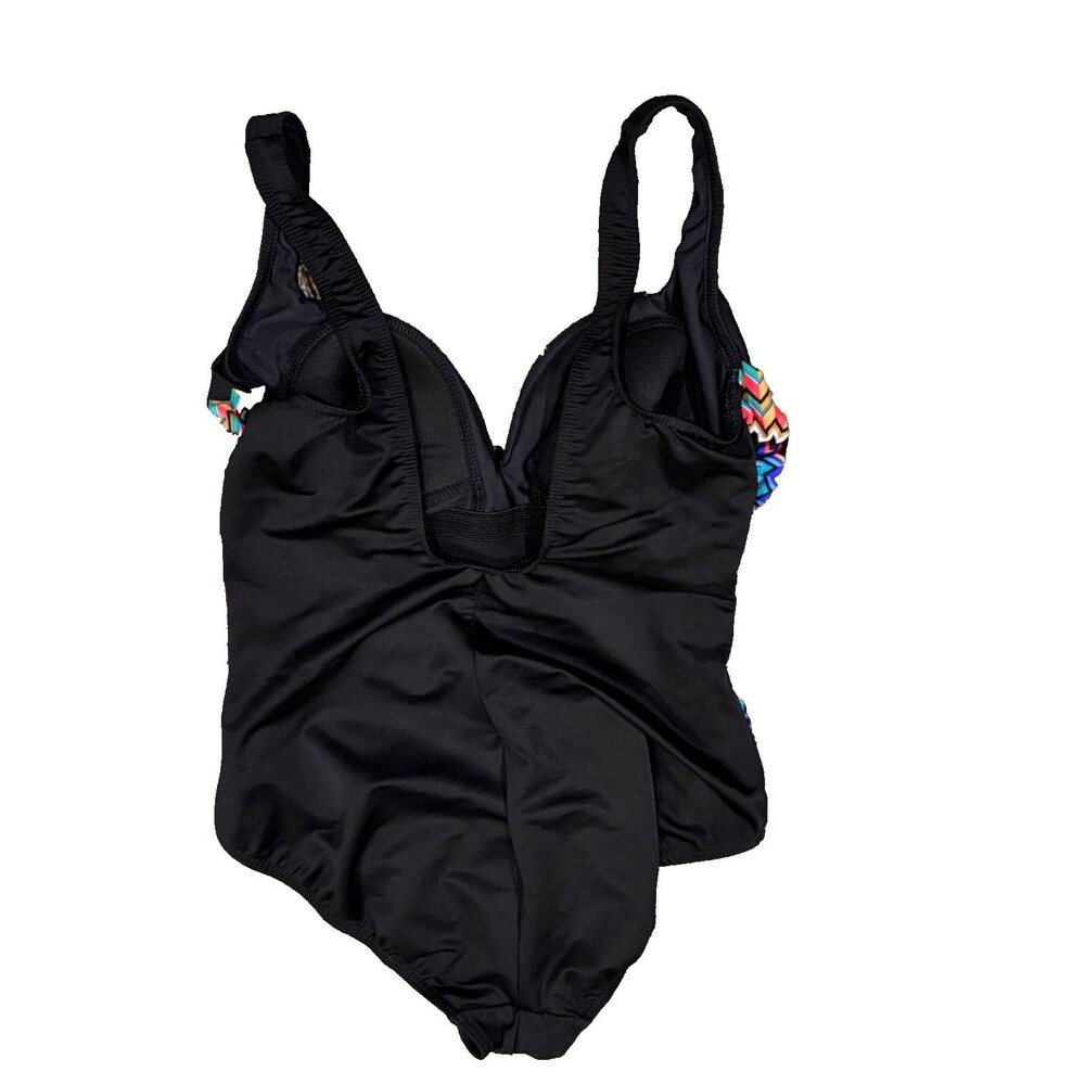 MIRACLESUIT Temptation V Wire Tummy Control One Piece Swimsuit sz 12  Black - Picture 4 of 5